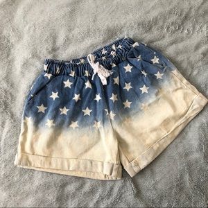Drawstring Ombré Stars Vintage Wash Shorts